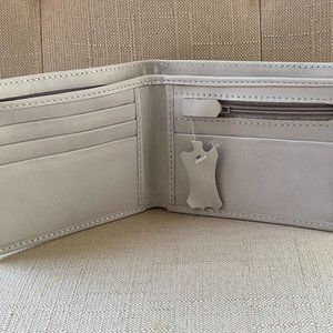 Handmade Billfold Wallet White Genuine Leather Card Holder Purse Money Fold